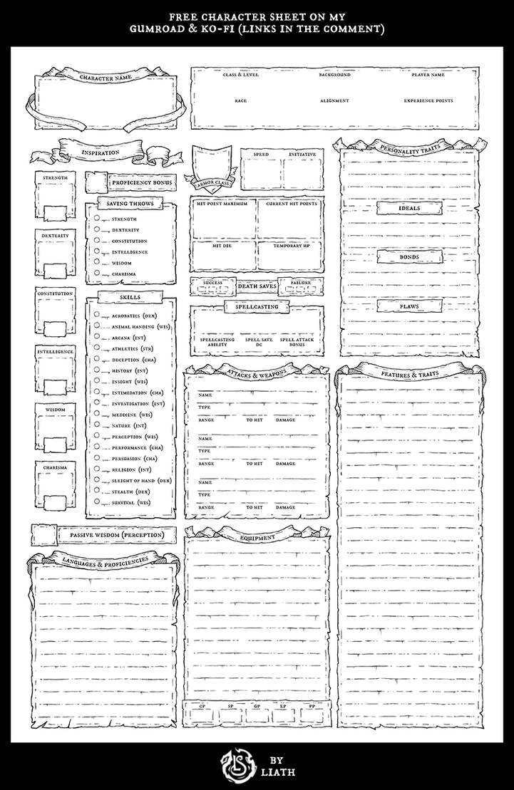 Torn Ink - Custom Character Sheet by Liath-S on DeviantArt
