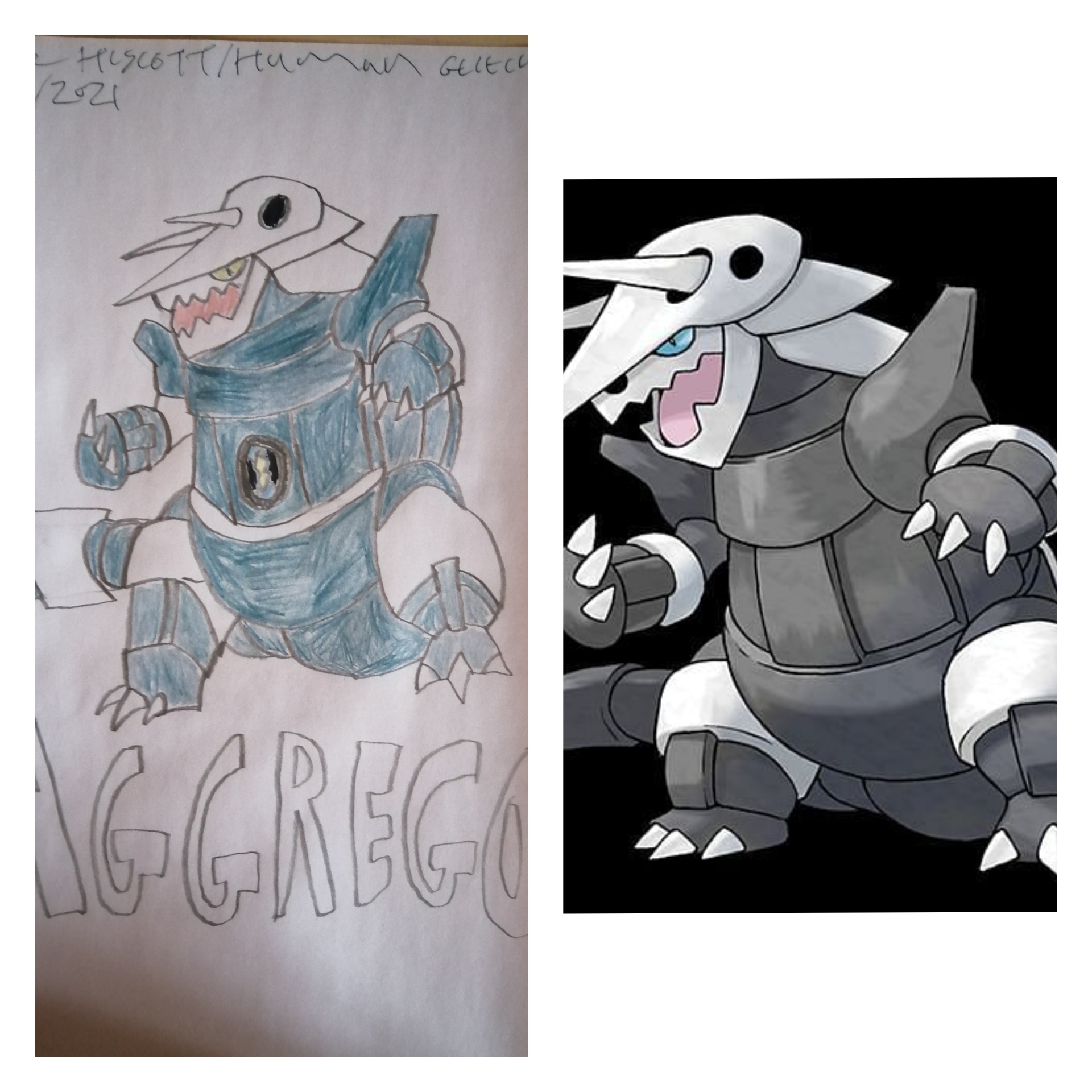 Aggrogoth Drawing Style Aggregor/Aggron Comparisons(my drawing V original) by HumanGlitch82 on ...