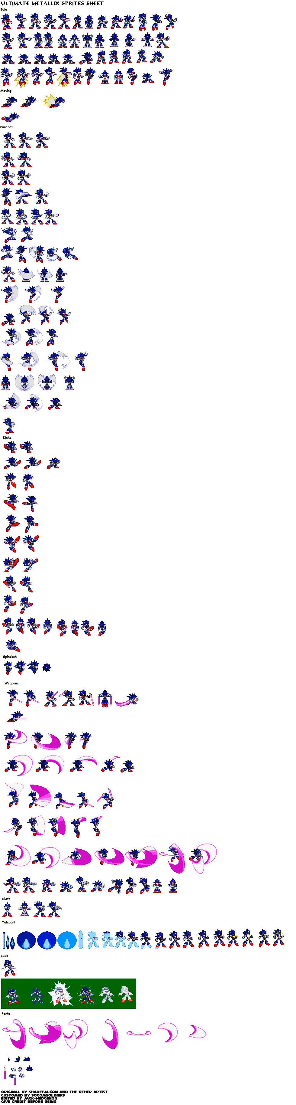 Metal sonic custom sonic battle sprites sheet by Metalsonicomaewa