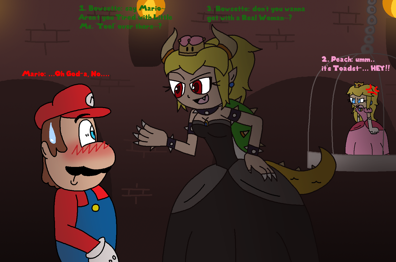 Bowsette Rescue Bowsette Confronts Mario (Colored) by JH-Production on DeviantArt