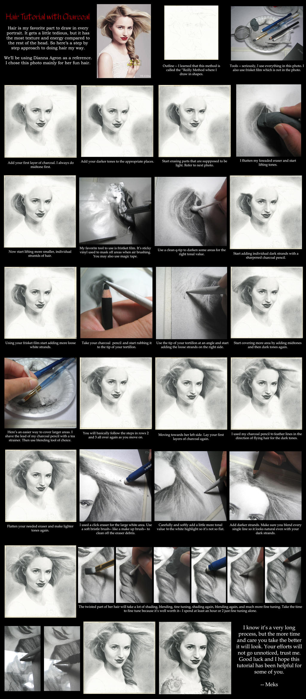 Hair Tutorial With Charcoal by desdainart