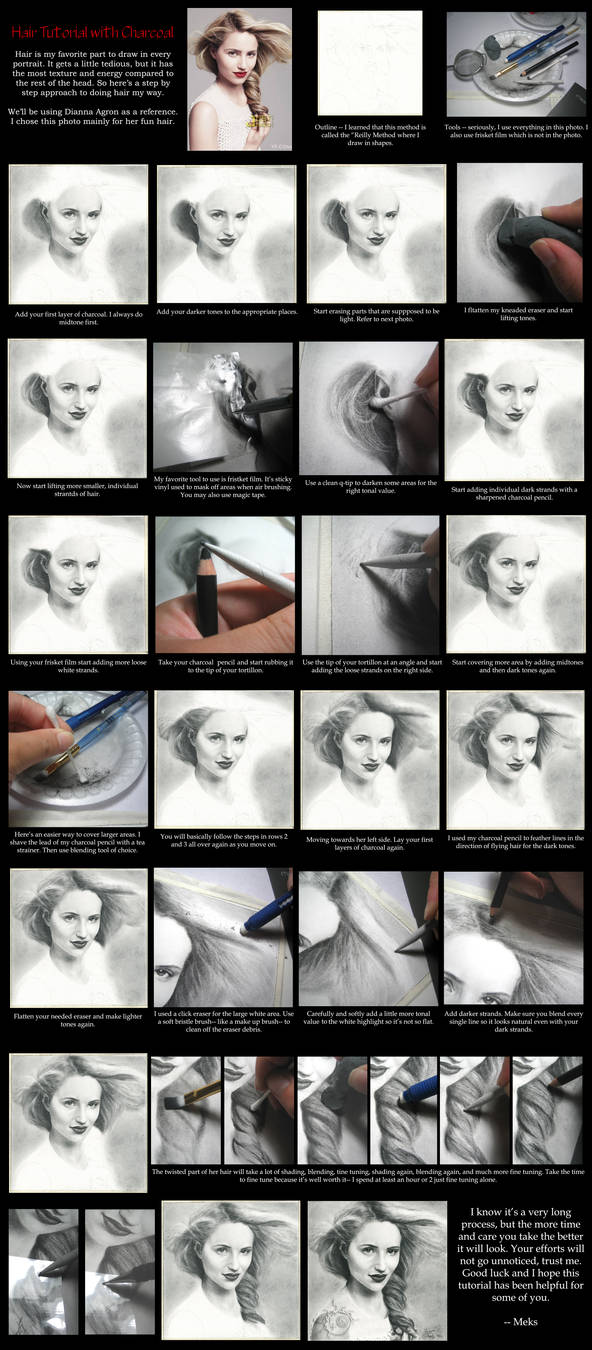 Hair Tutorial With Charcoal by desdainart