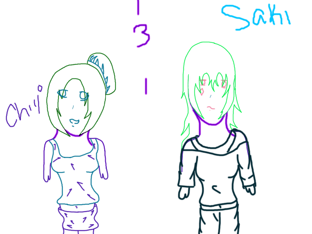 colorfull line art :chiyo and Saki: