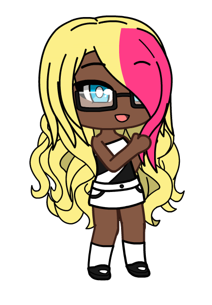 Gacha Life - Gacha girl with blond and brown hair and rainbow