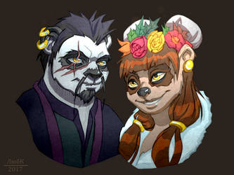 Commission: Pandaren Couple by Lyubk