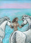 Patroclus and the immortal horses. by MarysMirages