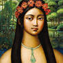 Girl with flower circlet, renaissance painting 005