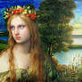 Girl with flower circlet, renaissance painting 006