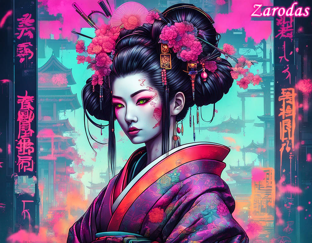 Geisha Jumping Geisha Painting 008 by zarodas on DeviantArt