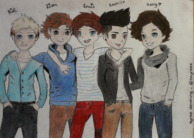 one direction cartoon drawing by Nnynkee on DeviantArt