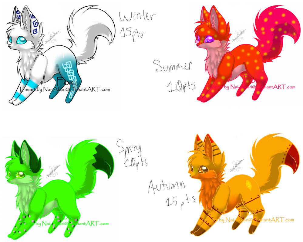 Fox Adaptables Season Fox Adoptables by KonekoKreations on DeviantArt
