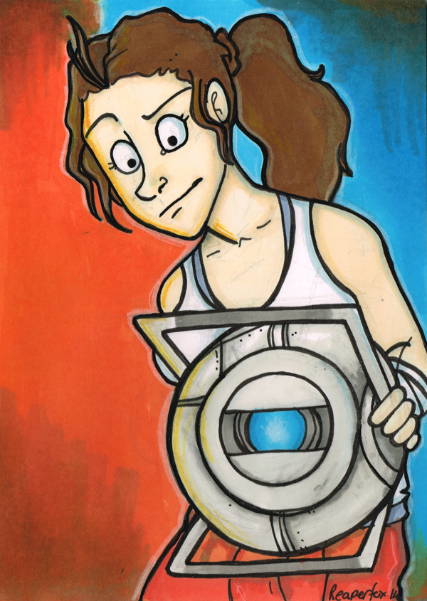 Chell and Wheatley Marker Card