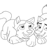 Alue and Kodi pup lineart