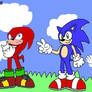 Sonic the hedgehog and his friends in a sunny day