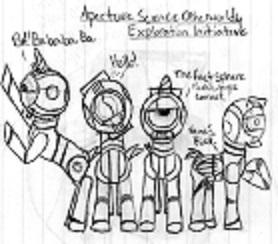 A Drawing of the Cores in Portal 2 as Robo-Ponies