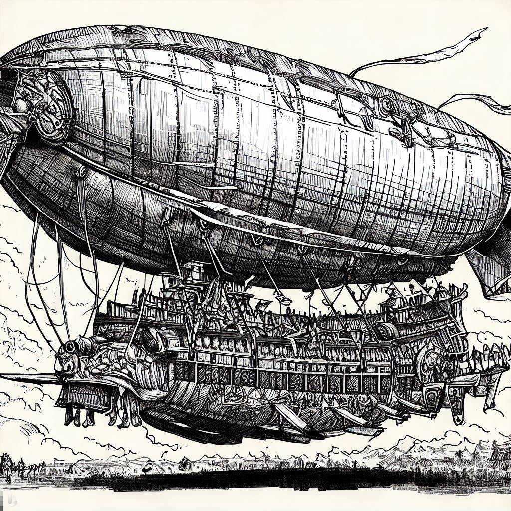 Steampunk Zeppelin Drawing