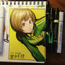 Chie leaning in colour