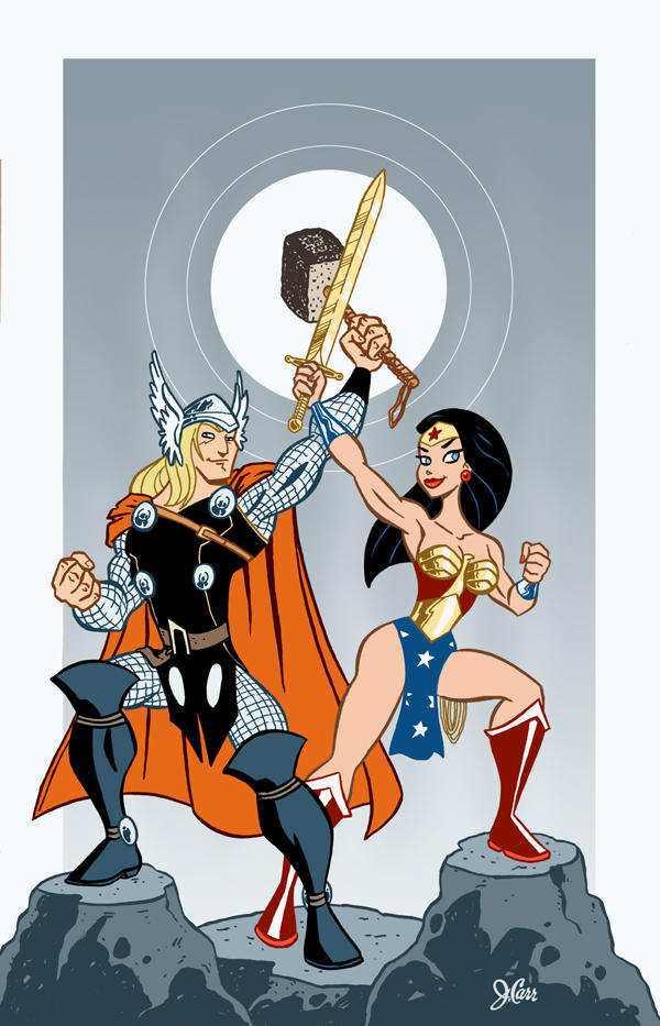 Wonder Woman Meets Thor By Jerrycarr by Superchica
