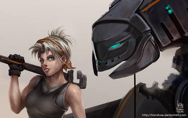 Mech and Girl Detail
