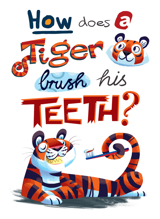 How does a tiger brush?