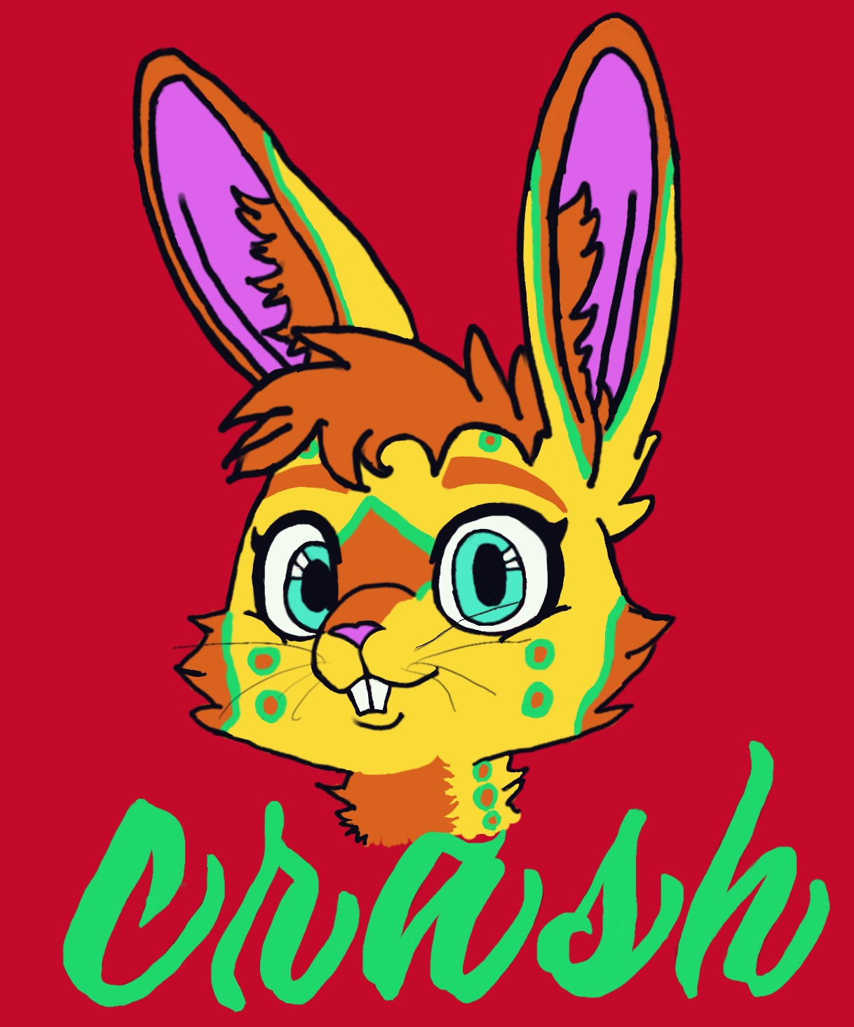 Crash rabbit fursona badge by SunnyDayzFursuits on DeviantArt