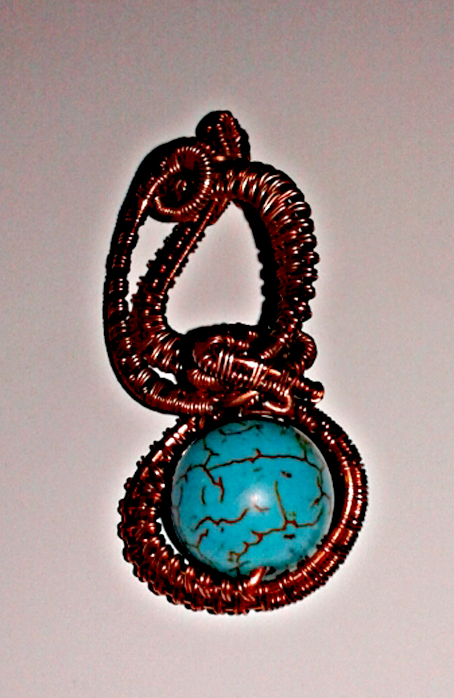 copper and turquoise pendant