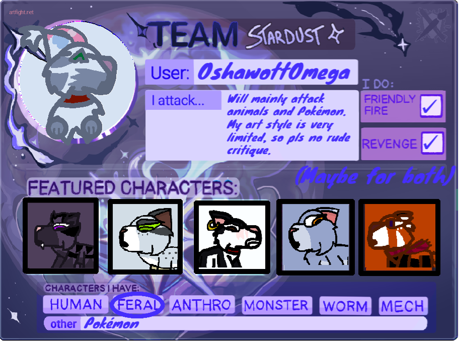 ArtFight Profile by OshawottOmega on DeviantArt