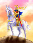 Sailor Moon Atop Her Steed by Kittensoft