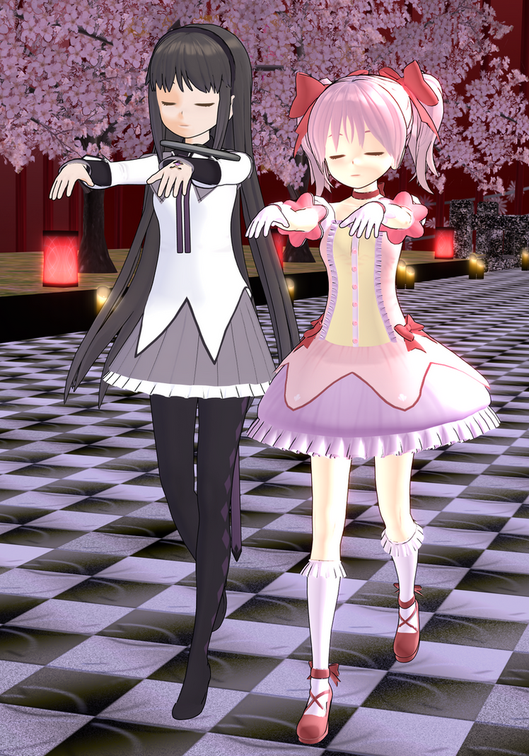 Madoka and Homura sleepwalking by EmyKitty55 on DeviantArt