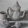 Still Life: Teapot with Garlic