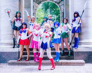 Sailor Guardians, ready to kick some bad guy butt.