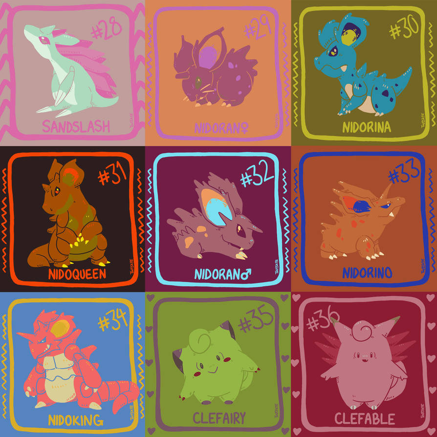 Pokemon Color Palette Challenge 28-36 by TinySkye on DeviantArt