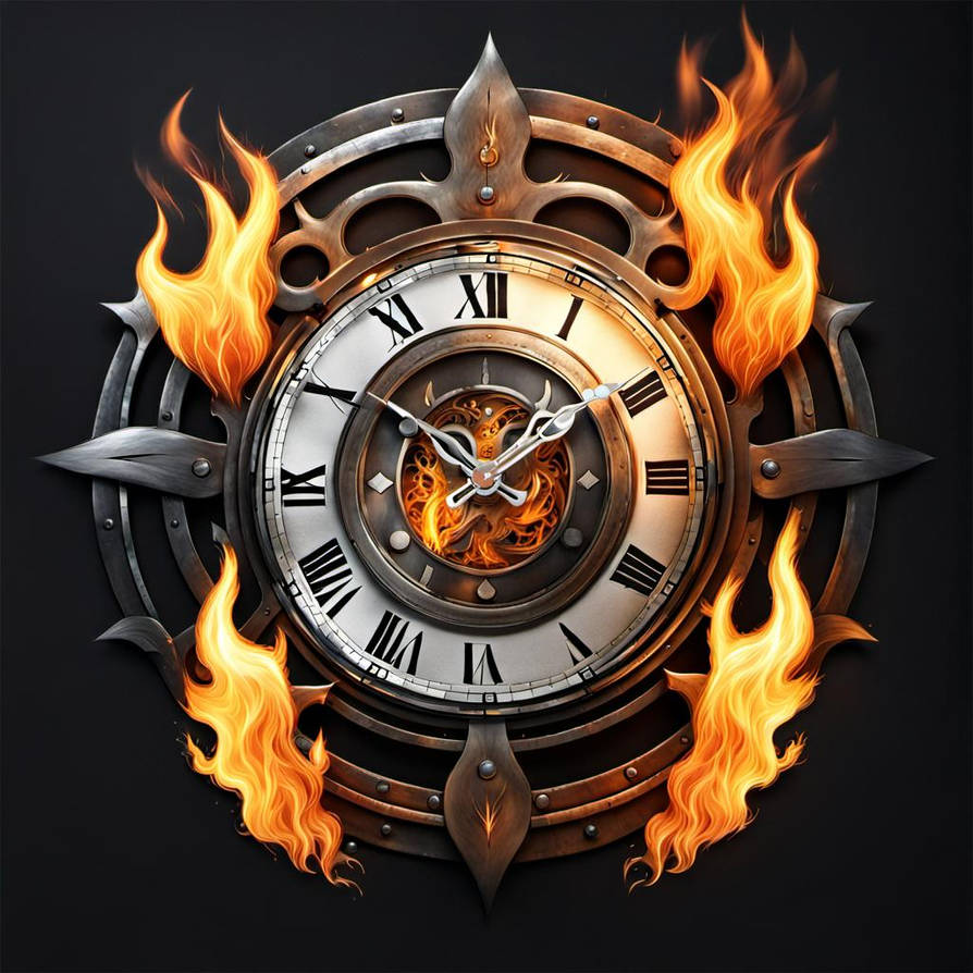 Fire Plus Clock Clock With Fire And Metal Around It by JazzyBeets on DeviantArt