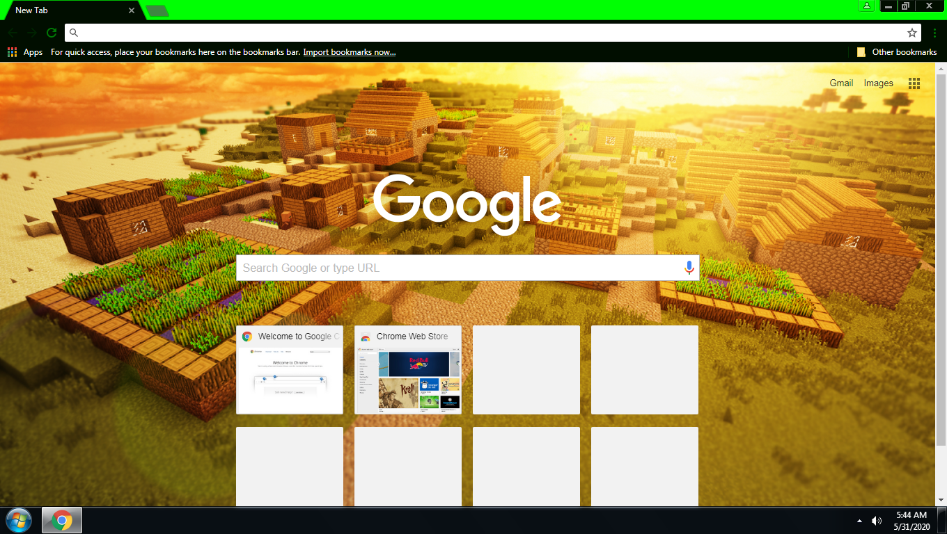Minecraft Google Chrome Theme