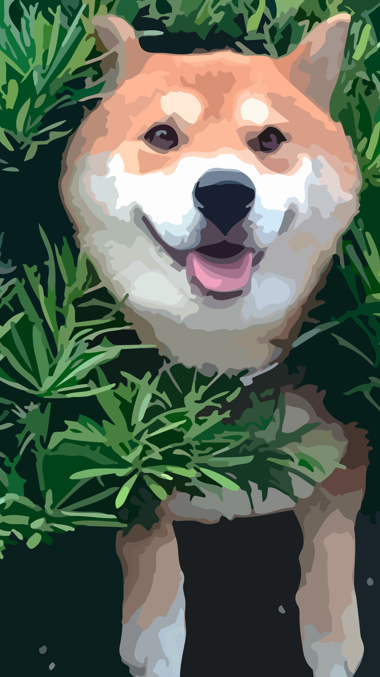 Shiba in Bush simple Android Wallpaper