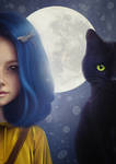 Coraline and cat by Shennikin