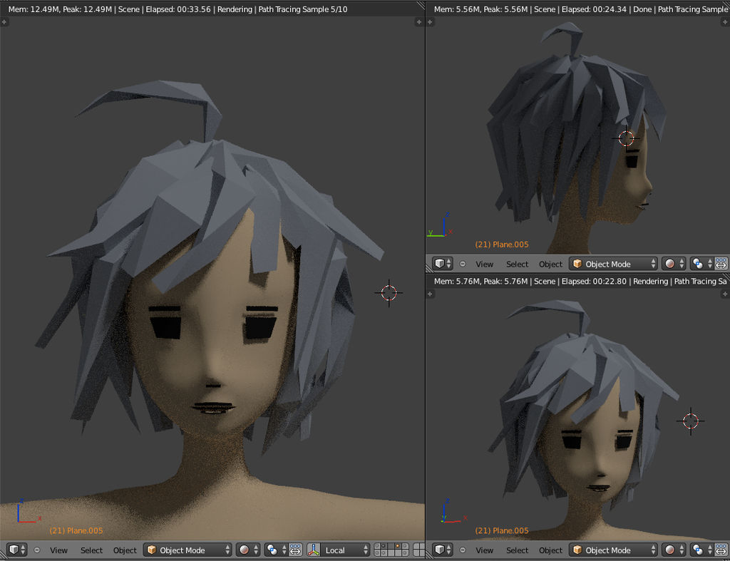 Low poly anime hair with skin modifier by eelstork on DeviantArt