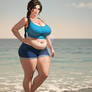 Lara showing her beach belly