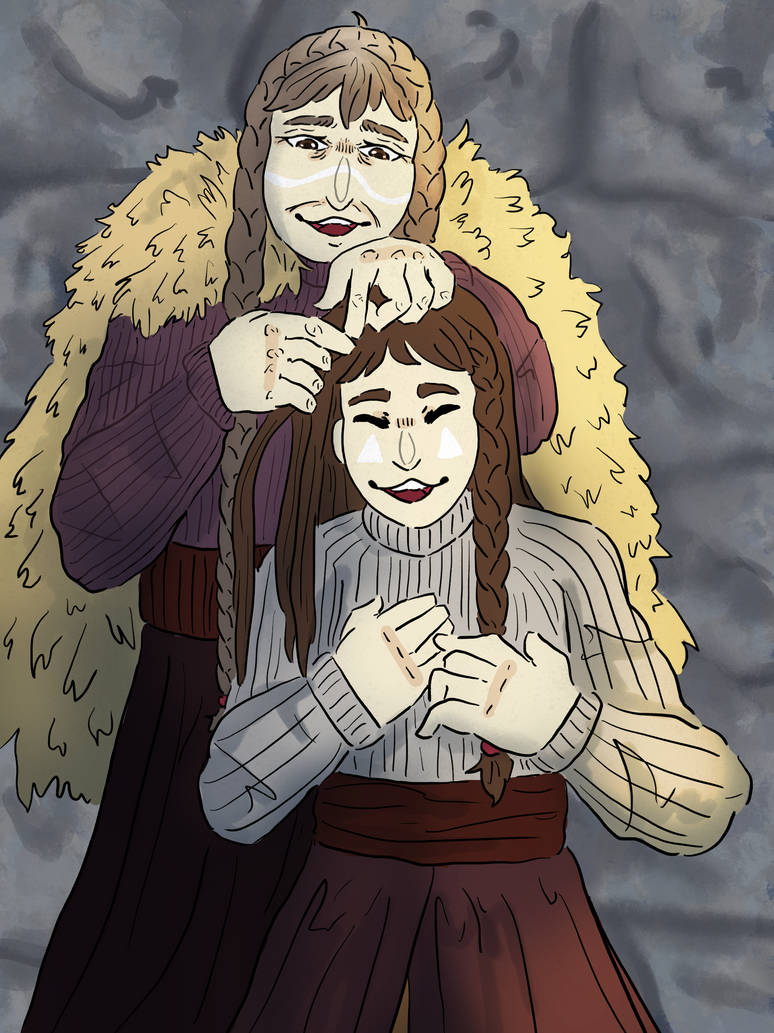 Derasoin (A grandparent who is Sea gender) Stlying A Grandchild's hair