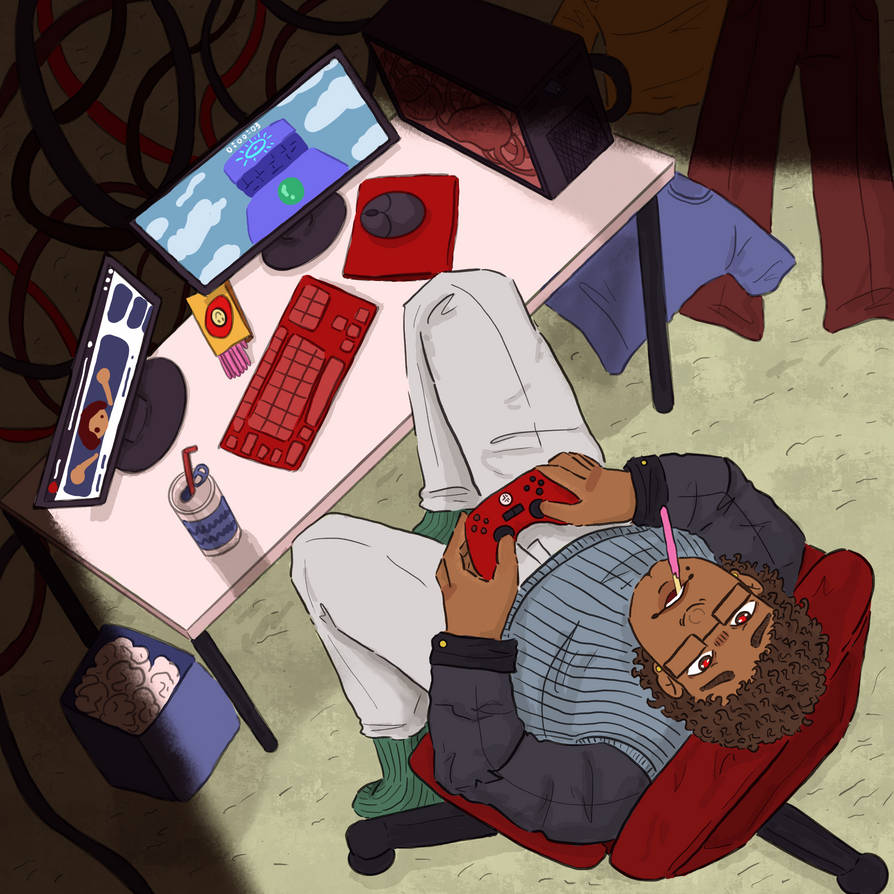 A Vilegrave man playing games on a Bio computer