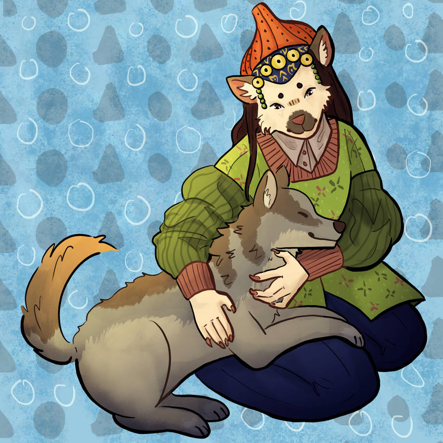 A Koroblin with their wolf friend