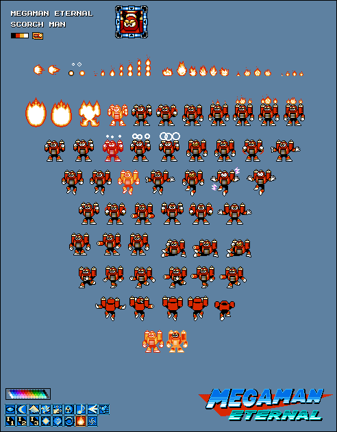 MEGA MAN ETERNAL R - SCORCH MAN SPRITE SHEET by DavidBlaster4 on DeviantArt