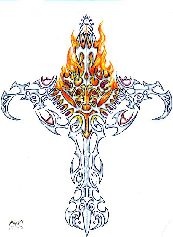 Tribal Flamming Cross