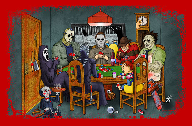 Horror Icons playing poker (redux)