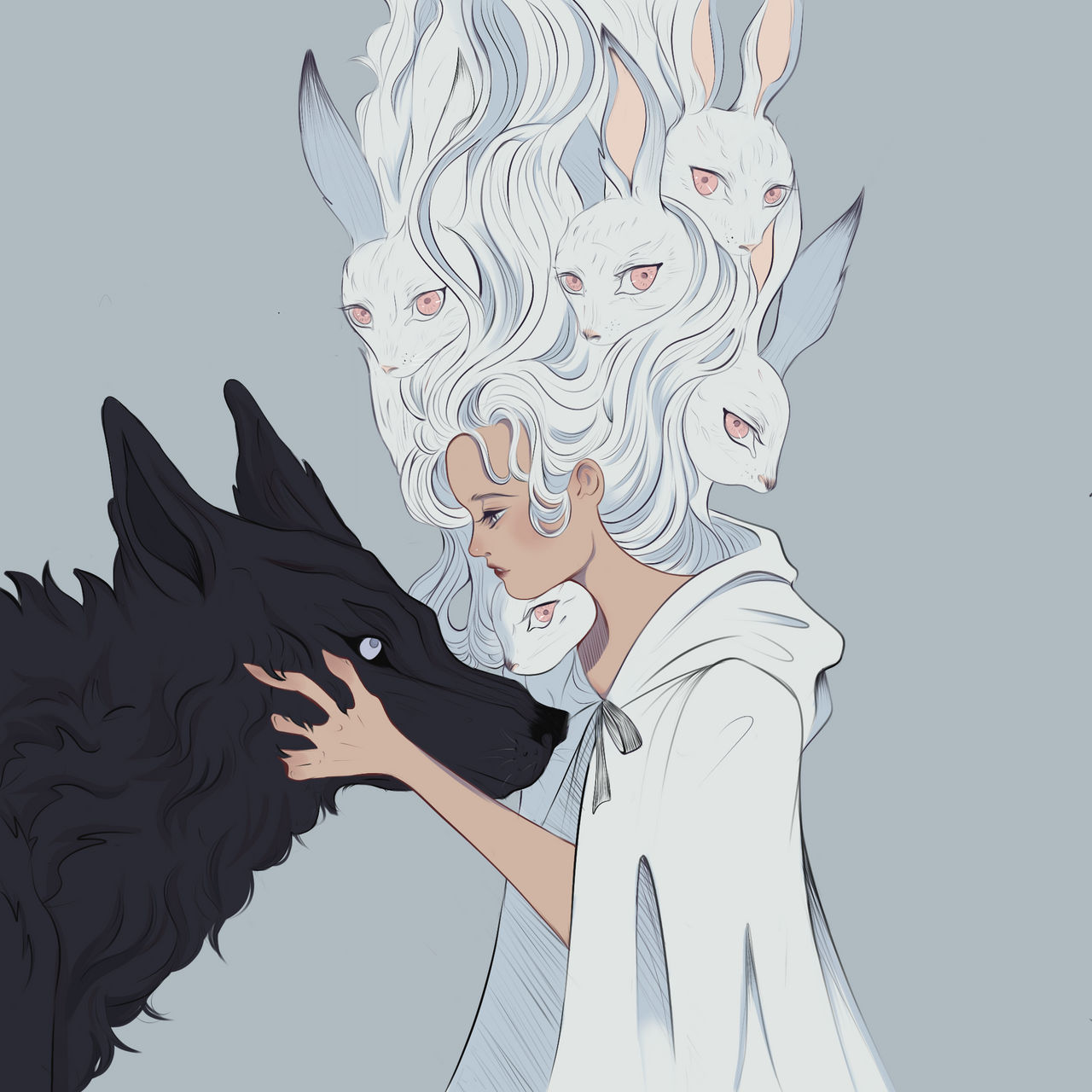 Wolf and Rabbit by idlepoppy on DeviantArt