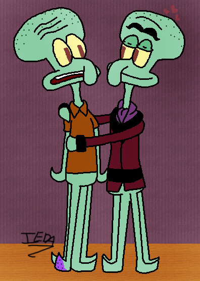 Squilliam hugging Squidward