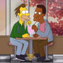 Lenny and Carl sharing a milkshake