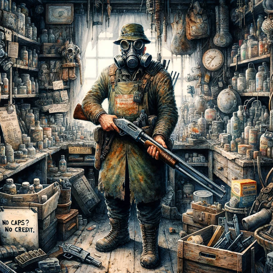 Post-Apocalyptic shopkeeper by PoisonInThePen on DeviantArt