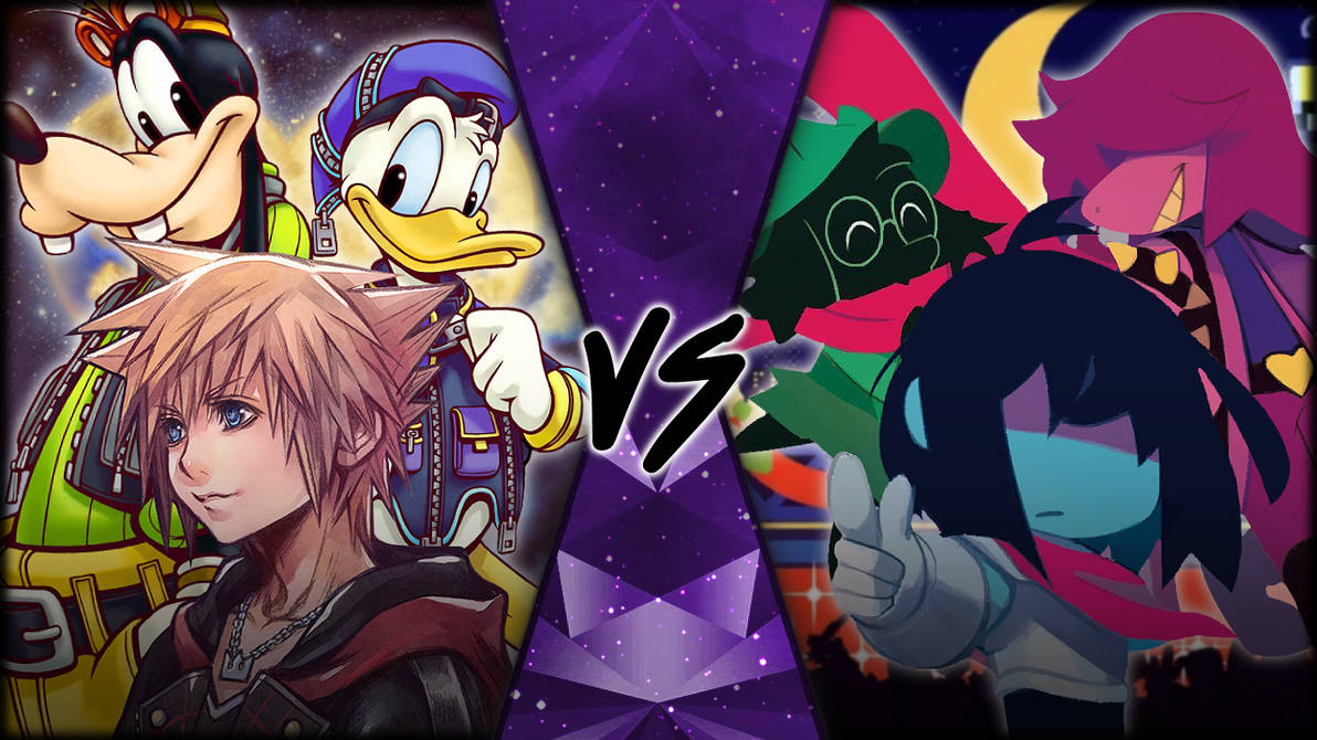 Sora, Donald, Goofy vs Kris, Rasiel, Suzie by TheSpiderMate on DeviantArt