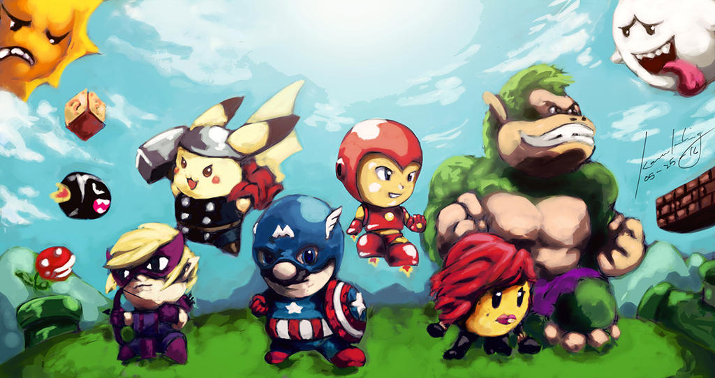 Vintage Videogame Characters x Avengers